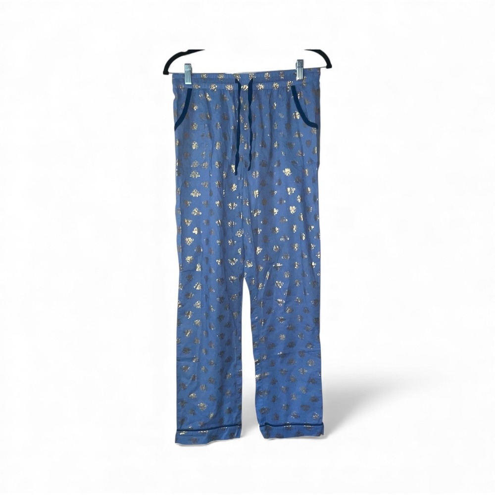 Disney Pajama Pants Women's Medium Blue Gold Damask Print Lounge Sleepwear - Picture 1 of 13